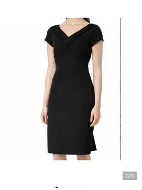 Reiss Black Fold Neck Sheath Business Dress Size 2 (XS)